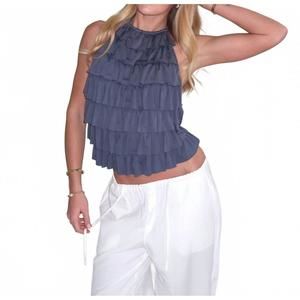 NEW LOUCIA cascade halter top in slate
